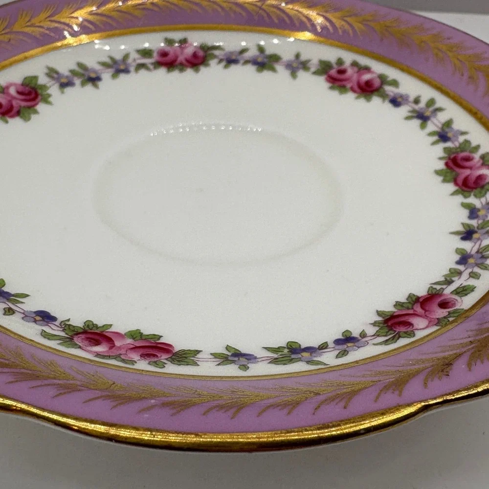 Vintage Aynsley England Teacup Lavender Floral Gold Trim Fine Bone China Tea Cup